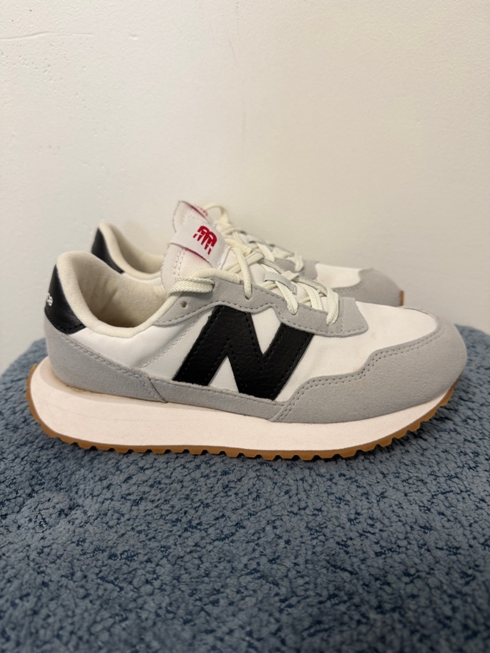 New Balance Vintage-Style Sneakers in White, Gray & Black